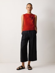 Jigsaw Red Fire Flower Printed Jersey Top - Image 4 of 6