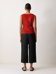 Jigsaw Red Fire Flower Printed Jersey Top - Image 5 of 6