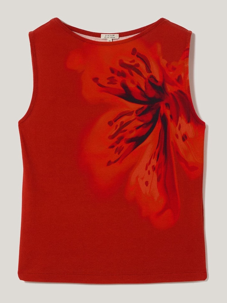 Jigsaw Red Fire Flower Printed Jersey Top - Image 6 of 6 Jigsaw Red Fire Flower Printed Jersey Top - Image 6 of 6