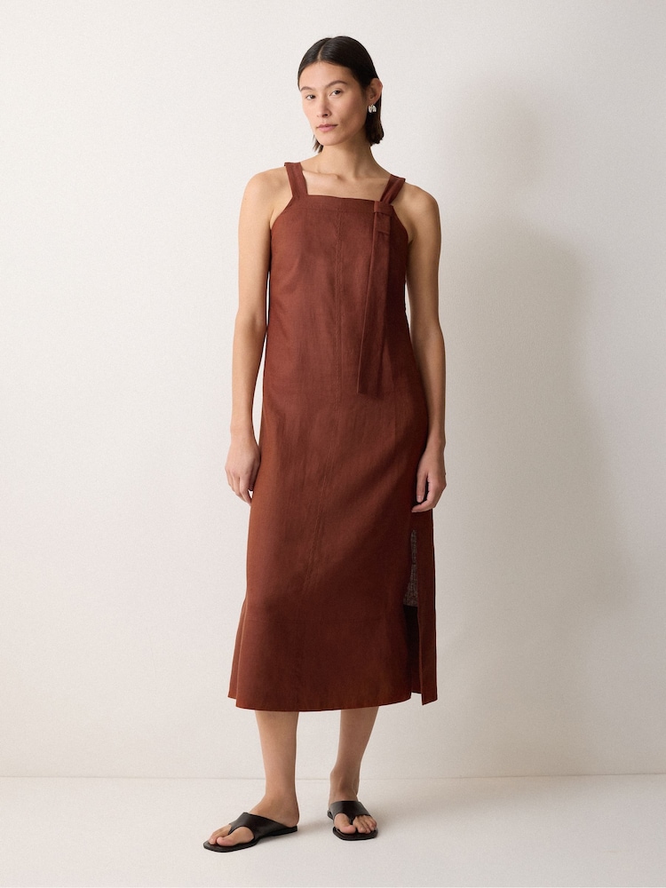 Buy Jigsaw Brown Linen Square Neck Dress from Next France