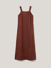 Jigsaw Brown Linen Square Neck Dress - Image 5 of 5