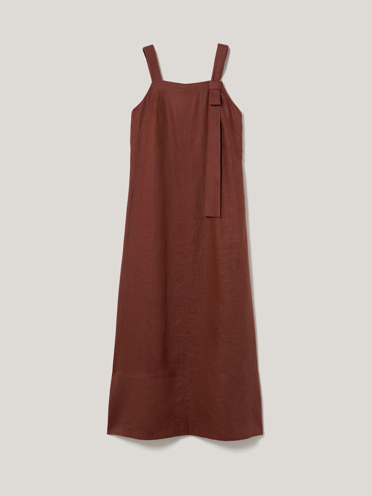 Jigsaw Brown Linen Square Neck Dress - Image 5 of 5