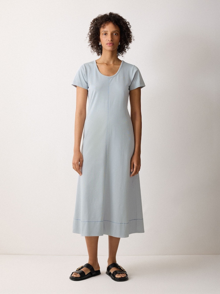 Jigsaw Blue Stitched Short Sleeve Dress - Image 1 of 6 Jigsaw Blue Stitched Short Sleeve Dress - Image 1 of 6