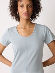 Jigsaw Blue Stitched Short Sleeve Dress - Image 3 of 6