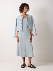 Jigsaw Blue Stitched Short Sleeve Dress - Image 4 of 6