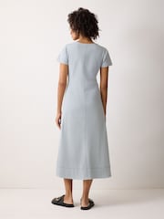 Jigsaw Blue Stitched Short Sleeve Dress - Image 5 of 6