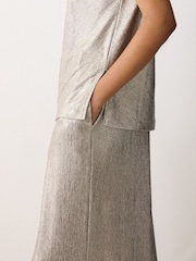 Jigsaw Gold Metallic Palazzo Trousers - Image 2 of 6