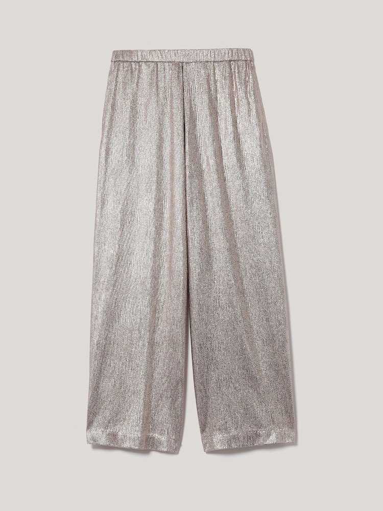 Jigsaw Gold Metallic Palazzo Trousers - Image 4 of 4 Jigsaw Gold Metallic Palazzo Trousers - Image 4 of 4