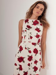 Mint Velvet Red Rose Print Midi Dress - Image 3 of 8