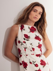 Mint Velvet Red Rose Print Midi Dress - Image 4 of 8