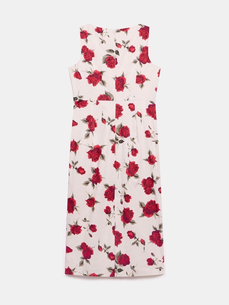 Mint Velvet Red Rose Print Midi Dress - Image 8 of 8