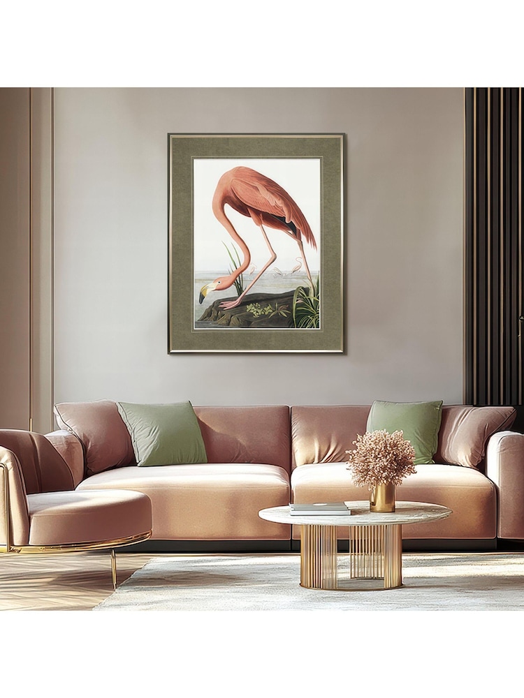 Art Marketing Multicoloured Vintage Flamingo Wall Art - Image 1 of 4