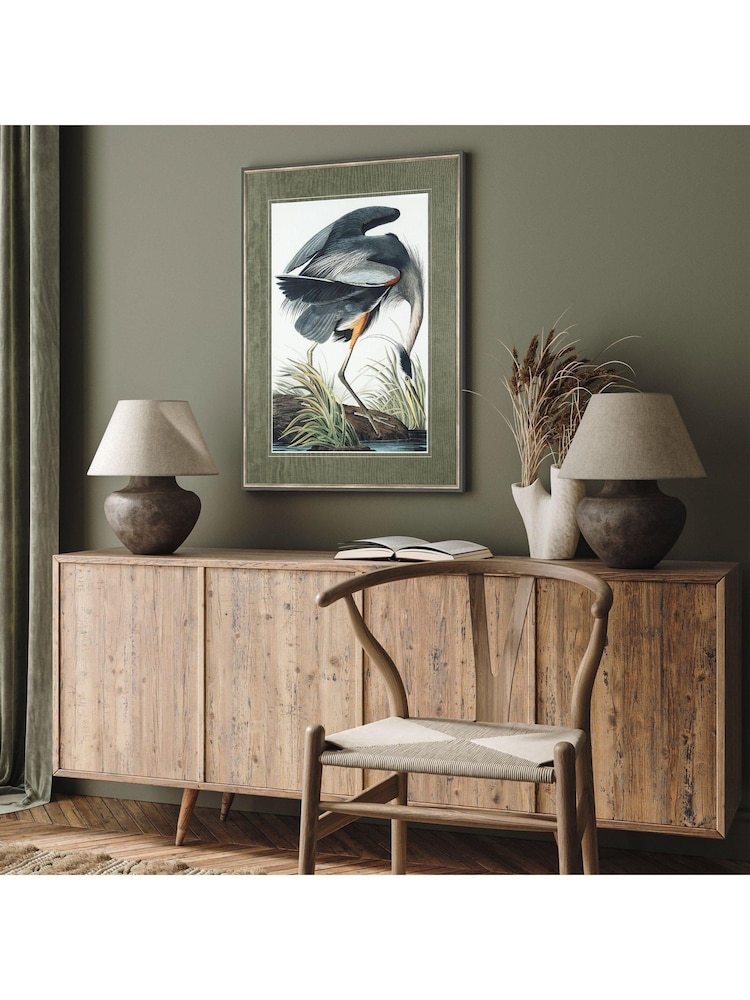 Art Marketing Blue Green Vintage Heron Wall Art - Image 1 of 4