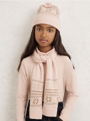 Reiss Farah Fair Isle Pattern Hat And Scarf Set With Wool - Bild 3 von 6