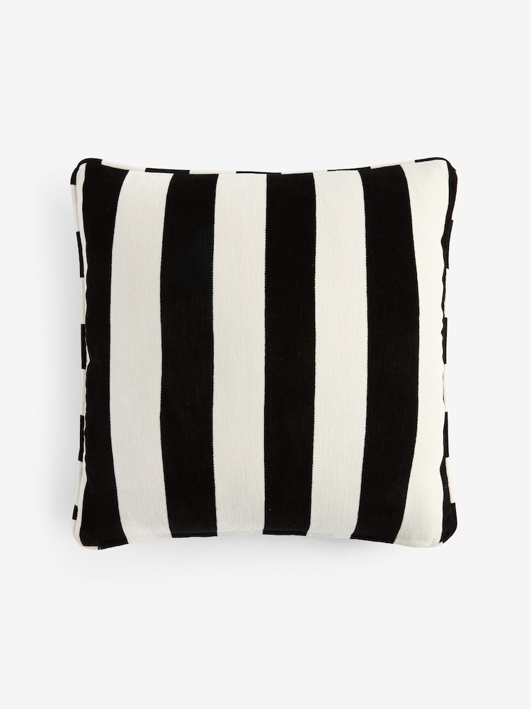 Black/White 50 x 50cm Chenille Stripe Cushion - Image 3 of 3