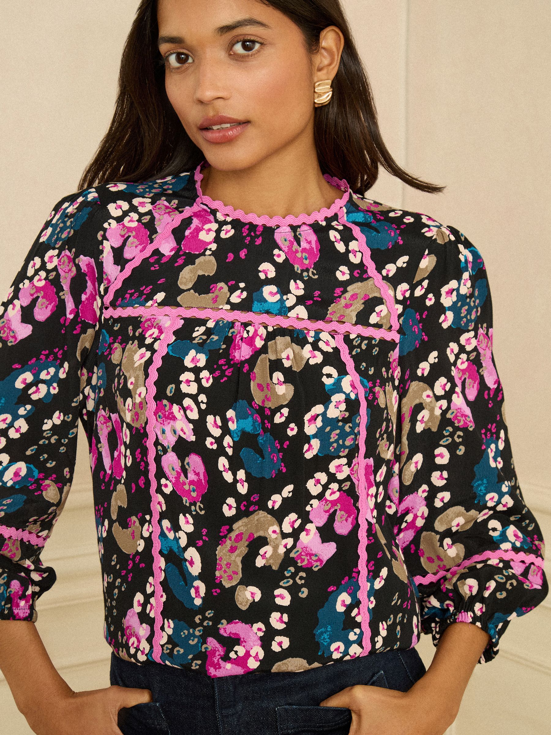 Animalul Rac Buy Love & Roses Black Animal Crew Neck Ric Rac Blouse from Next Australia