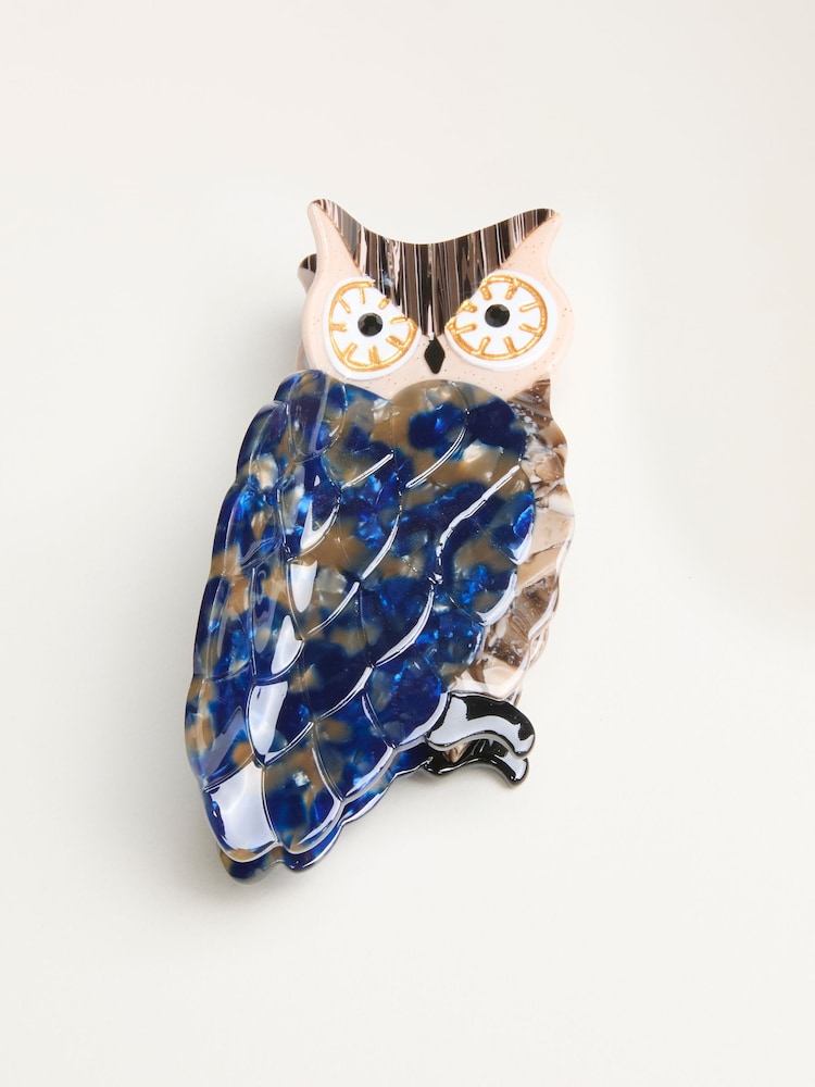FatFace Navy Owl Claw Clip - Image 1 of 2