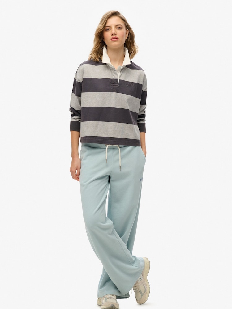 Superdry Blue Essential Logo Wide Leg Joggers - Image 1 of 5
