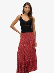 Superdry Red Print Maxi Skirt - Image 1 of 7