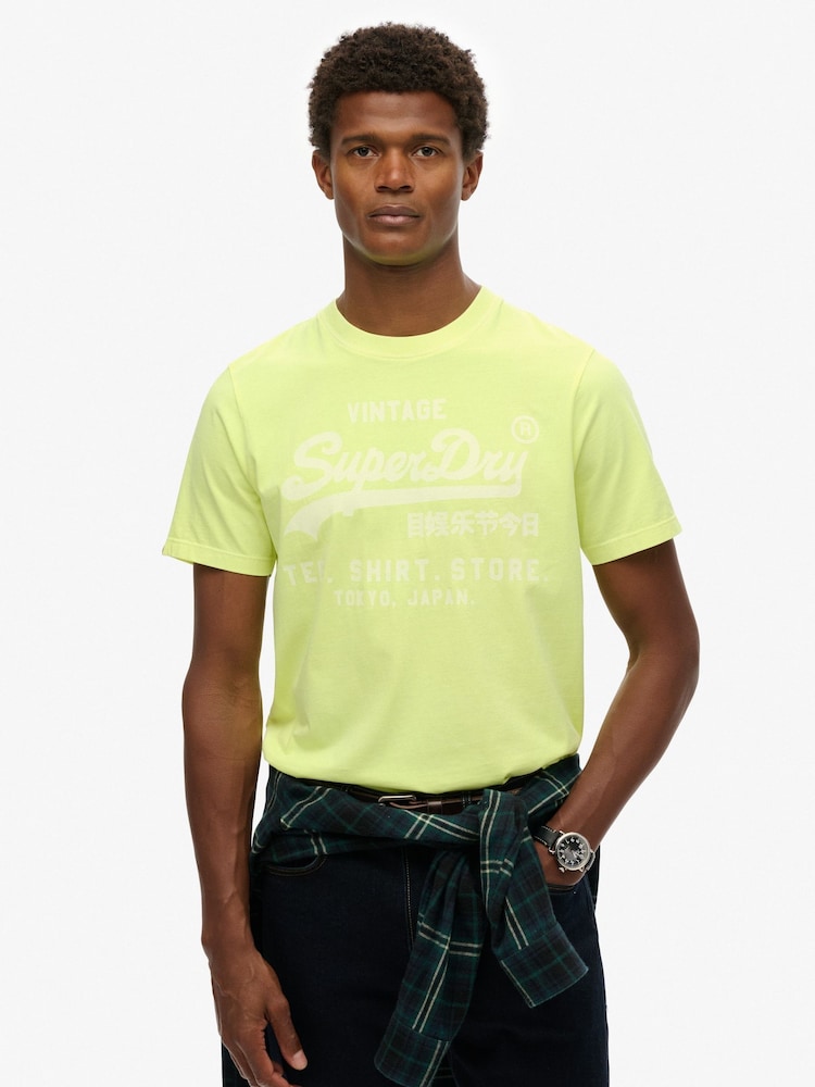 Superdry Yellow Relaxed Vintage Logo Neon T-Shirt - Image 1 of 5