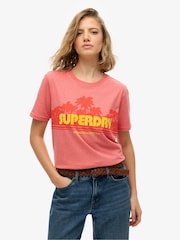 Superdry Pink Relaxed Outdoor Stripe T-Shirt - Image 1 of 6