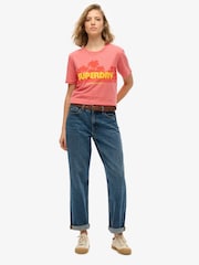 Superdry Pink Relaxed Outdoor Stripe T-Shirt - Image 4 of 6