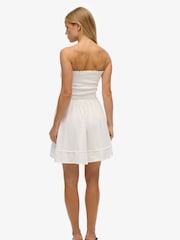 Superdry White Smocked Bandeau Mini Dress - Image 3 of 6