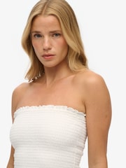 Superdry White Smocked Bandeau Mini Dress - Image 5 of 6