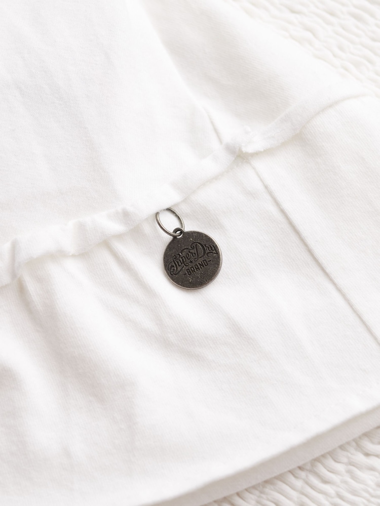 Superdry White Smocked Bandeau Mini Dress - Image 6 of 6