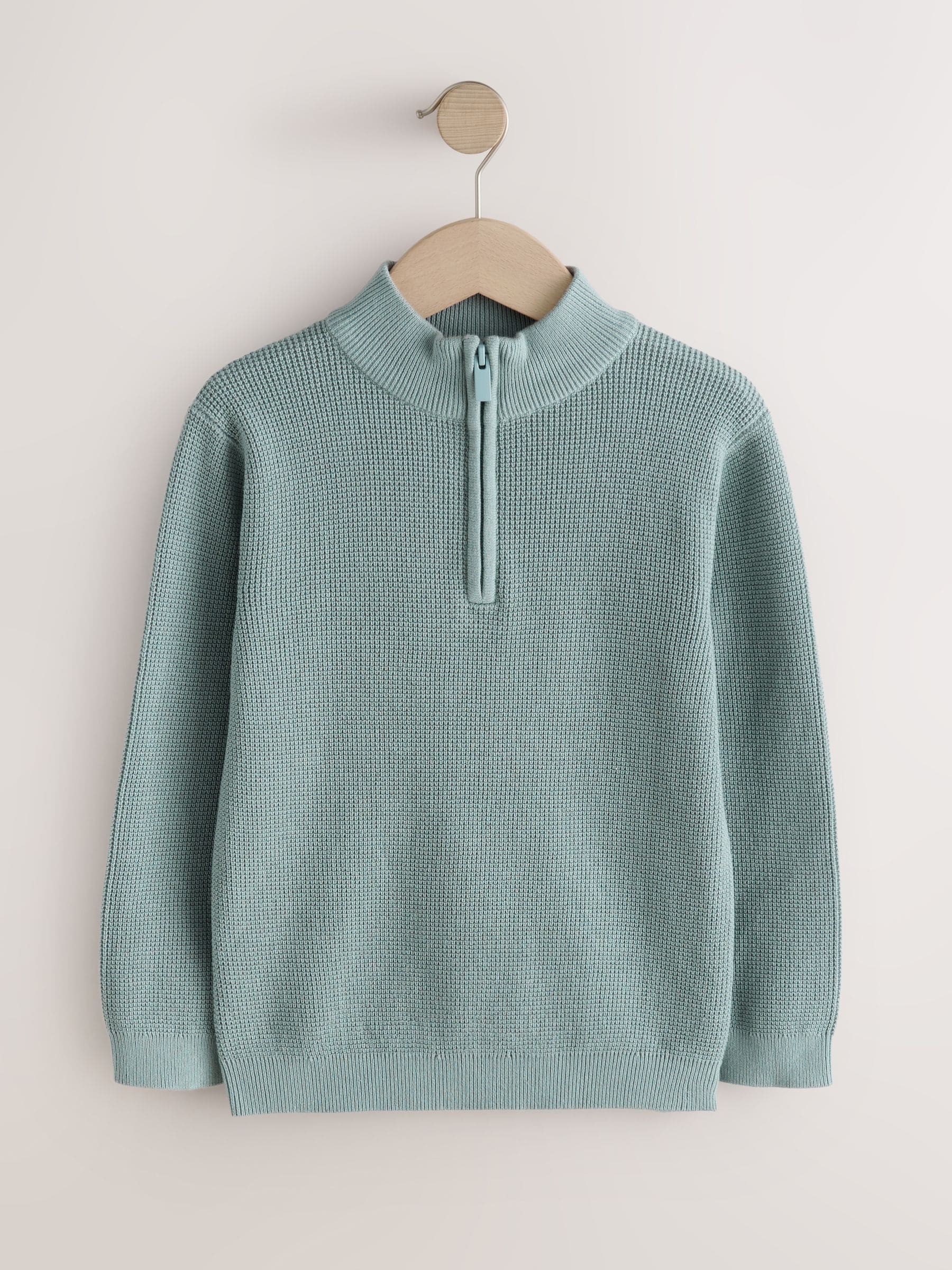 Buy Mineral Blue Textured Knitted Zip Neck Jumper (3-16yrs) from