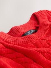 Red Cable Knit Crew Neck Jumper (3-16yrs) - Image 4 of 4