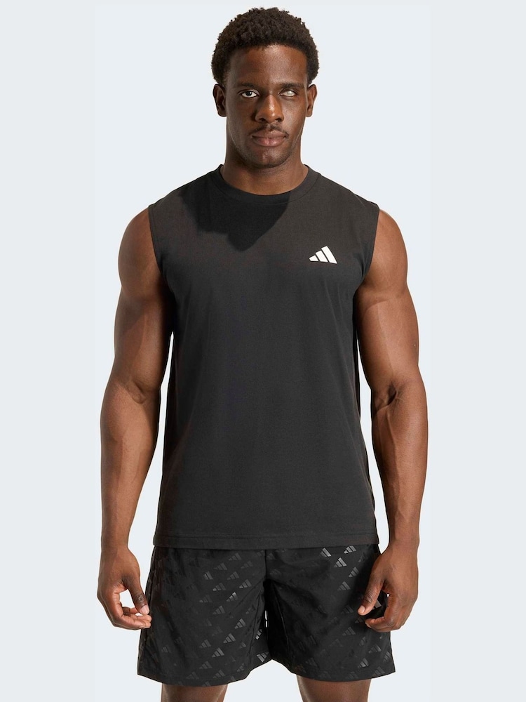 adidas Black Short Sleeve Training Vest - Image 1 of 6