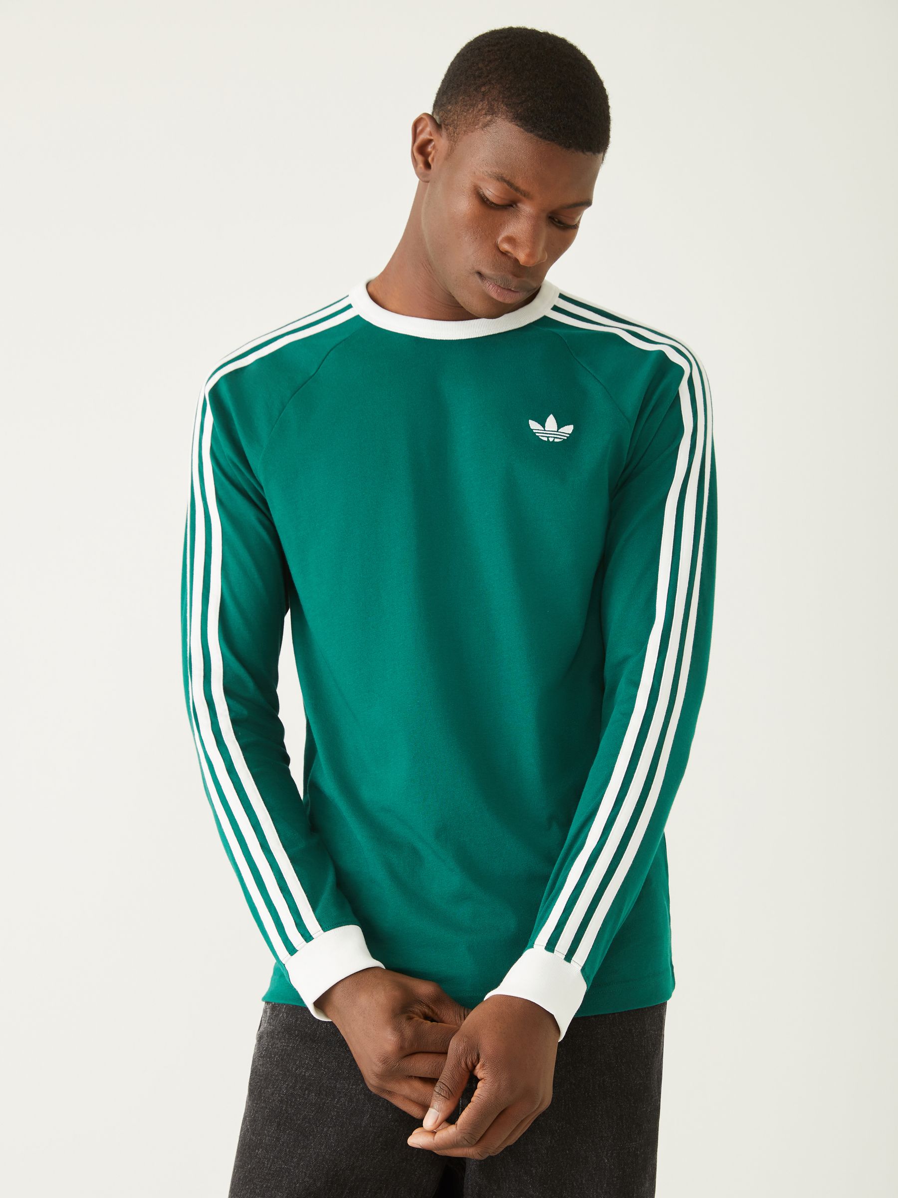 Buy adidas Originals Green 3-Stripes LS T-Shirt from the Next UK