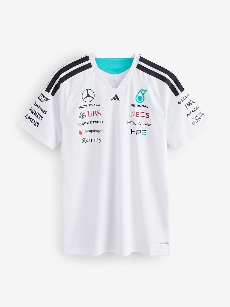 adidas White Mercedes - Amg Petronas Formula 1 Team Driver Jersey T-Shirt - Image 7 of 7