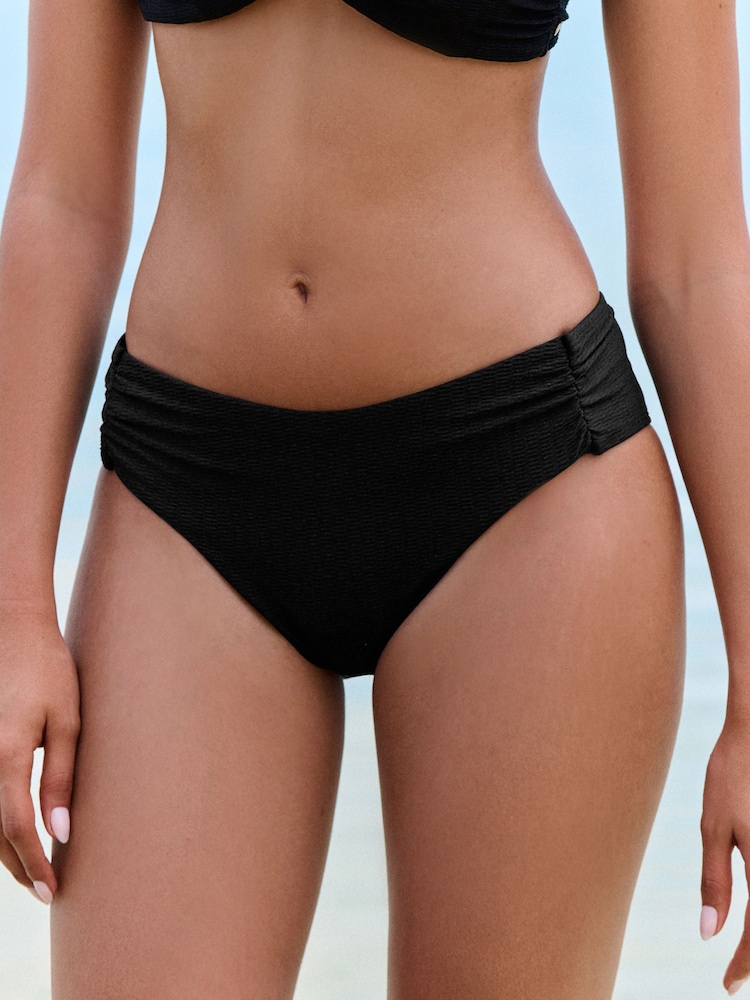 Mint Velvet Black High Leg Textured Bikini Briefs - Image 2 of 3