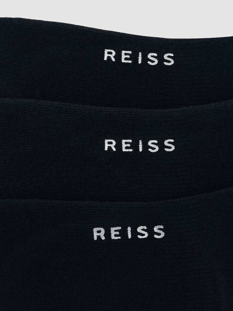 Reiss Black Axis 3 Pack Invisible Trainer Socks Cotton-Blend - Image 2 of 2