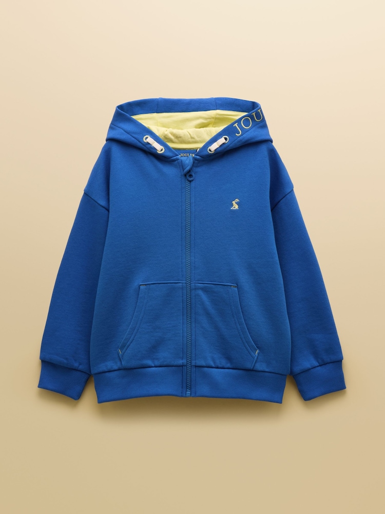 Joules Boys' Rex Blue Zip Through Hoodie - Image 1 of 4