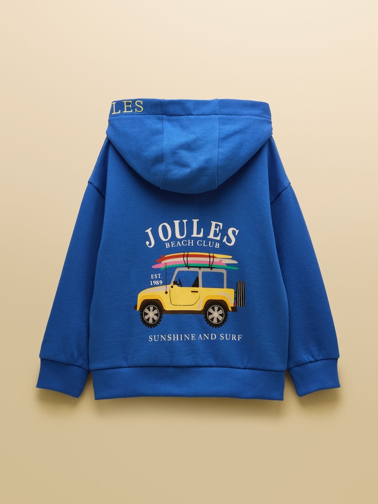 Joules Boys' Rex Blue Zip Through Hoodie - Image 2 of 4