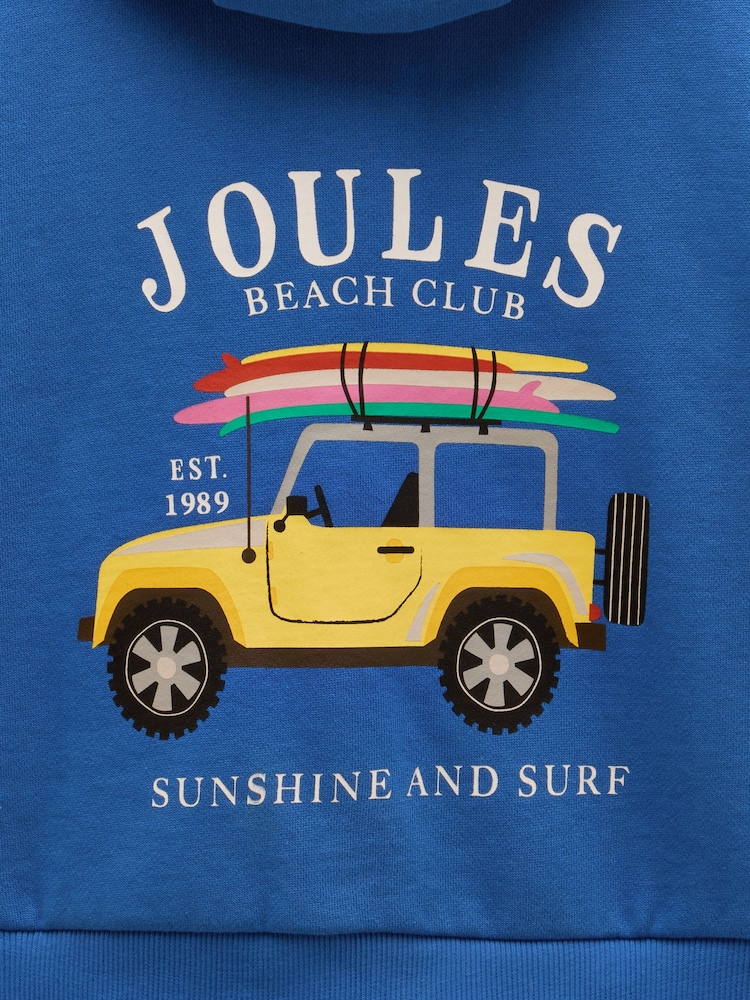 Joules Boys' Rex Blue Zip Through Hoodie - Image 4 of 4