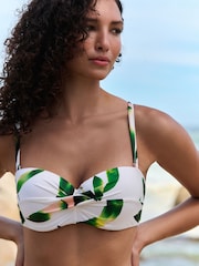Mint Velvet Green/Ecru Palm Bandeau Bikini Top - Image 3 of 6
