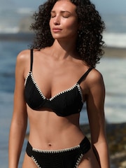Mint Velvet Black Whipstitch Non Pad Underwired Bikini Top - Image 1 of 6