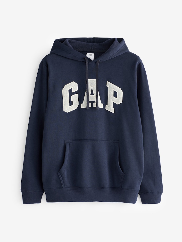 Gap Navy Blue Logo Fleece Zip Hoodie - Image 4 of 4