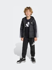 adidas Black Essentials 3-Stripes Padded Kids Coat - Image 3 of 6