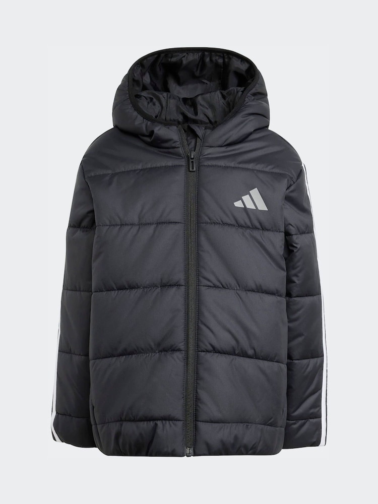 adidas Black Essentials 3-Stripes Padded Kids Coat - Image 6 of 6 adidas Black Essentials 3-Stripes Padded Kids Coat - Image 6 of 6