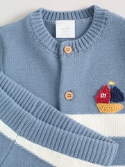 Blue Nautical Stripe - Knitted Top and Shorts Baby Set (0mths-2yrs) - صورة 13 من 14