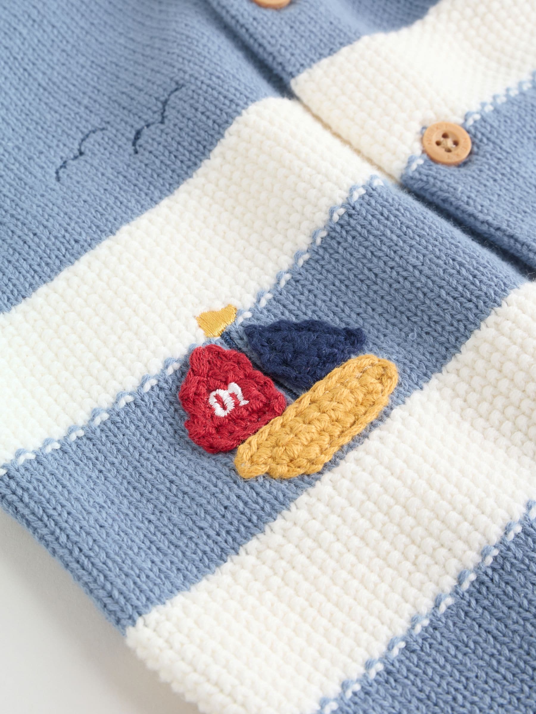 Buy Blue Nautical Stripe Knitted Top and Shorts Baby Set (0mths