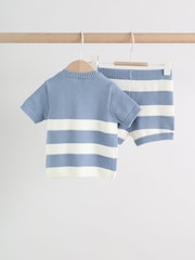 Blue Nautical Stripe - Knitted Top and Shorts Baby Set (0mths-2yrs) - صورة 2 من 14