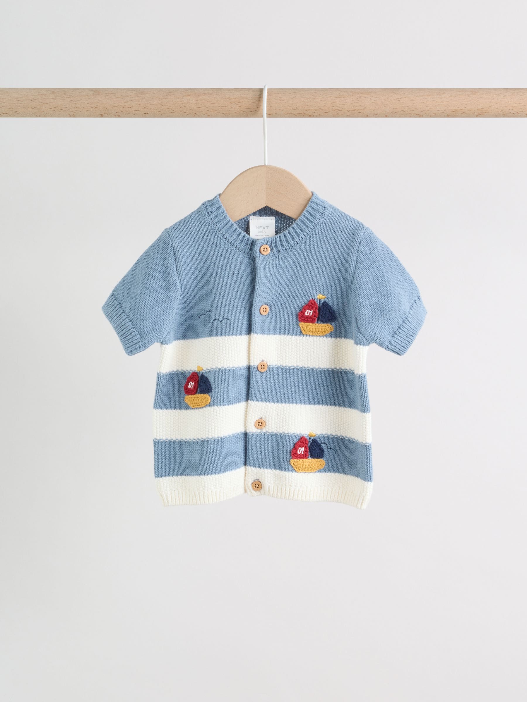 Buy Blue Nautical Stripe Knitted Top and Shorts Baby Set (0mths