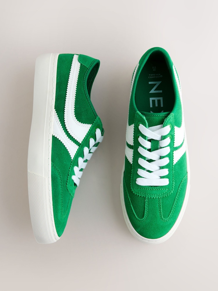 أخضر - حذاء رياضي برباط من الجلد السويد مخطط جانبي من Forever Comfort - صورة 1 من 9 أخضر - حذاء رياضي برباط من الجلد السويد مخطط جانبي من Forever Comfort - صورة 1 من 9