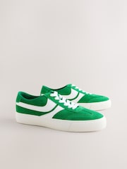 أخضر - حذاء رياضي برباط من الجلد السويد مخطط جانبي من Forever Comfort - صورة 7 من 9